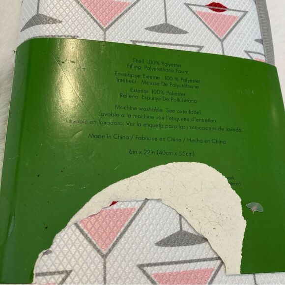 Kate Spade Martini Glass Dish Drying White Gray Pink Set of 2 Reversible NWT - Picture 6 of 6